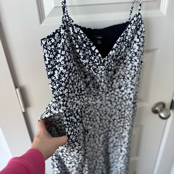 J.Crew Tie-front wide-leg jumpsuit in floral print black and white size 8 - Picture 4 of 10